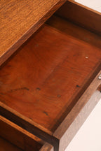 Antique Vintage Oak Vanity Desk Table With Mirror And Stool