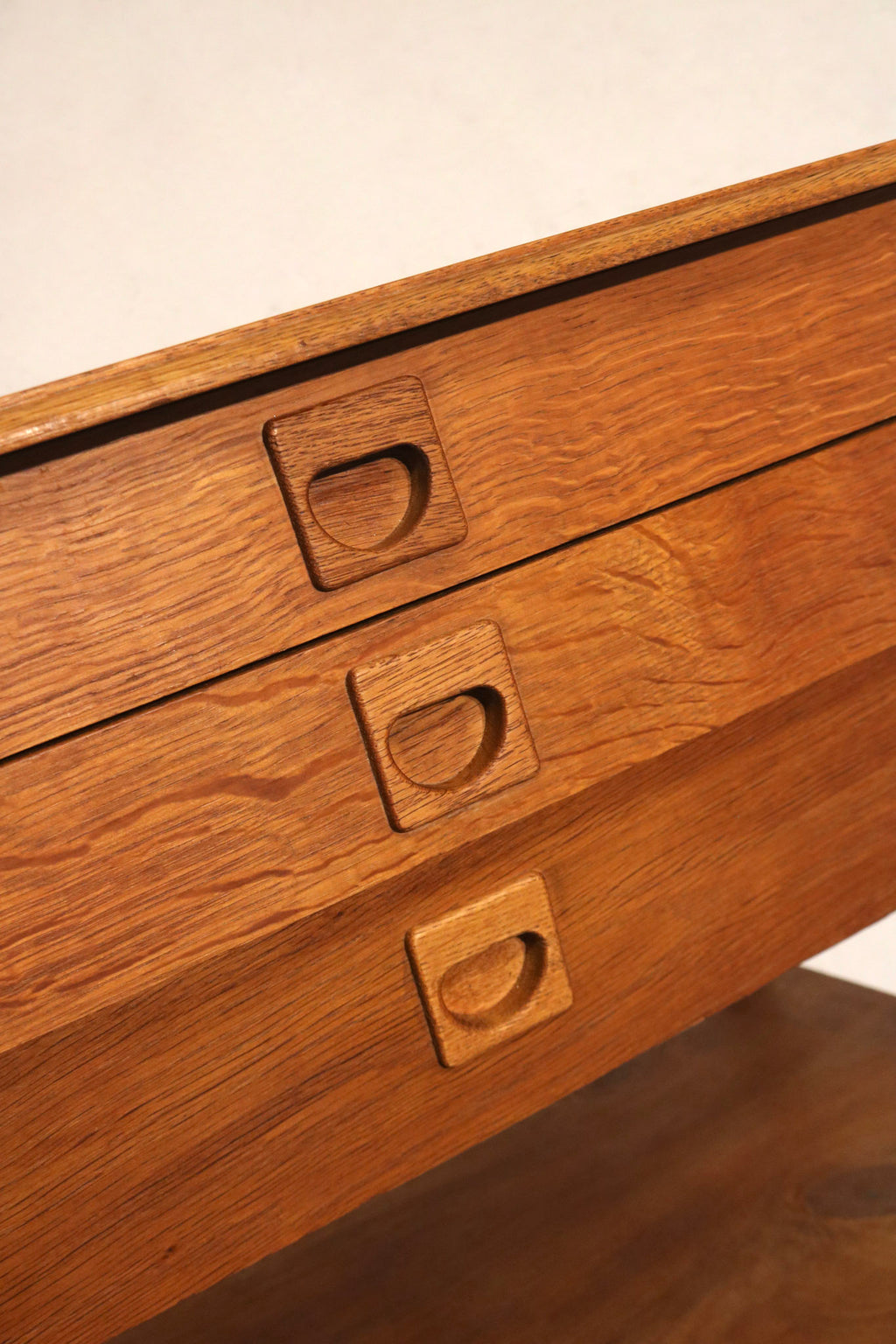 Set Of 2 Vintage Danish Oak Wood Side Tables With Drawers