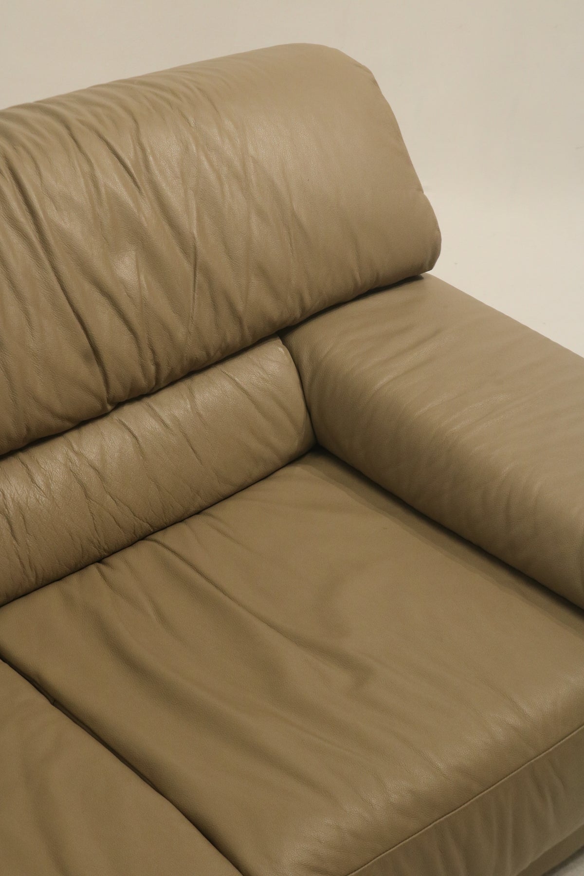 Vintage Postmodern Leather 3 Seats Sofa Couch