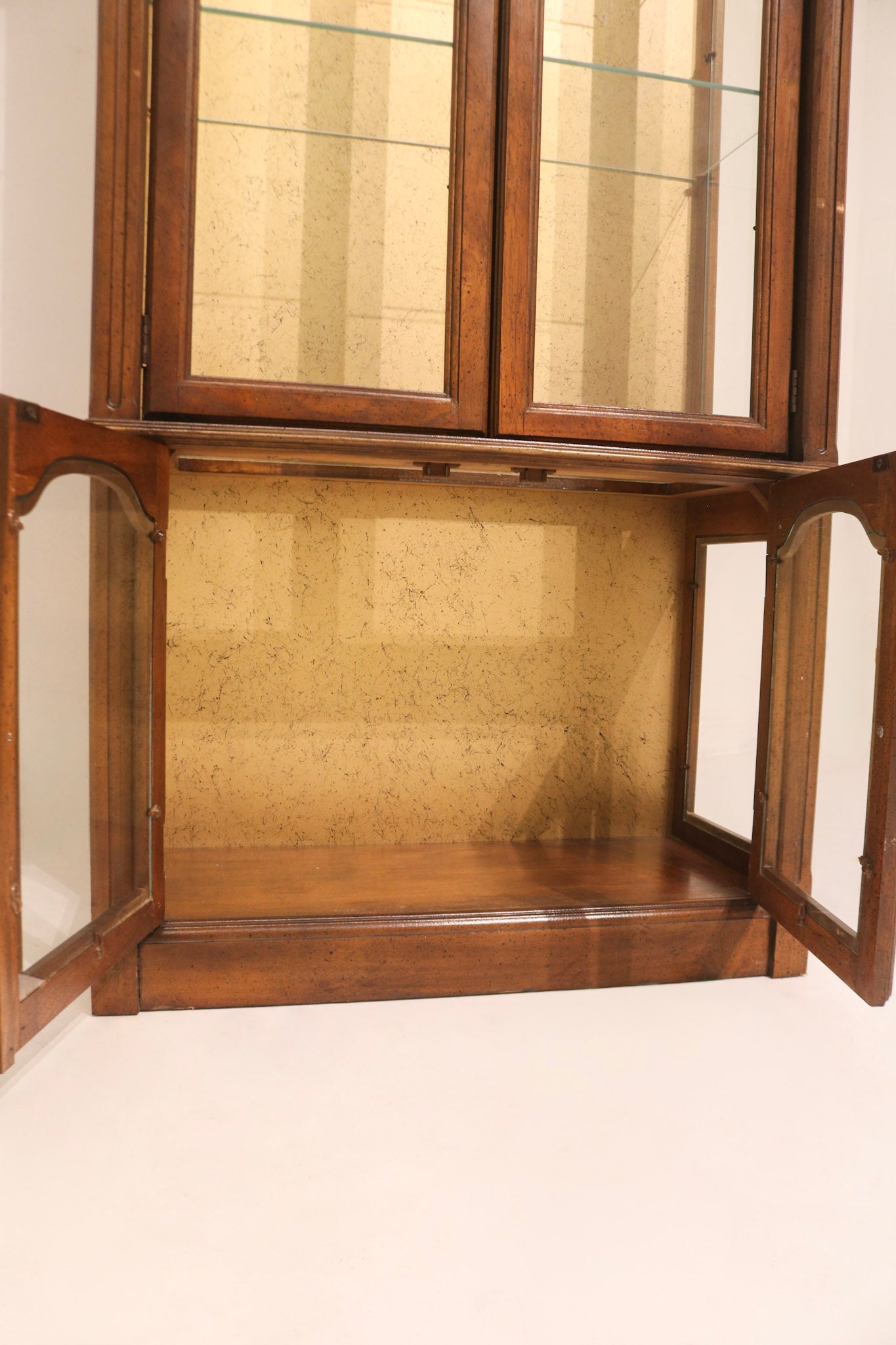 Vintage Antique Wood Glass Bookcase Display With Light