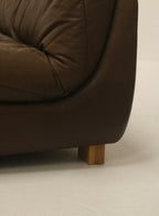 Set Of Vintage 1970s Modular Brown Leather Three-Seater Sofa Couch