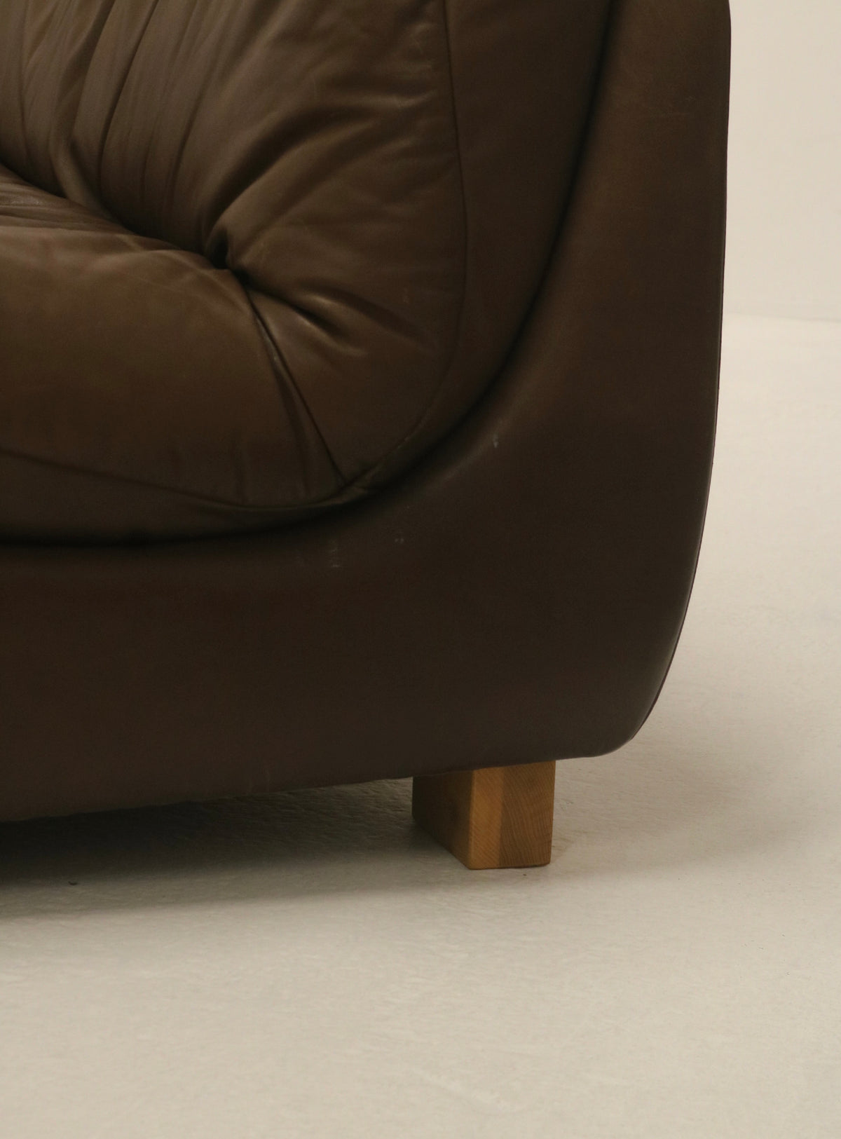 Set Of Vintage 1970s Modular Brown Leather Three-Seater Sofa Couch