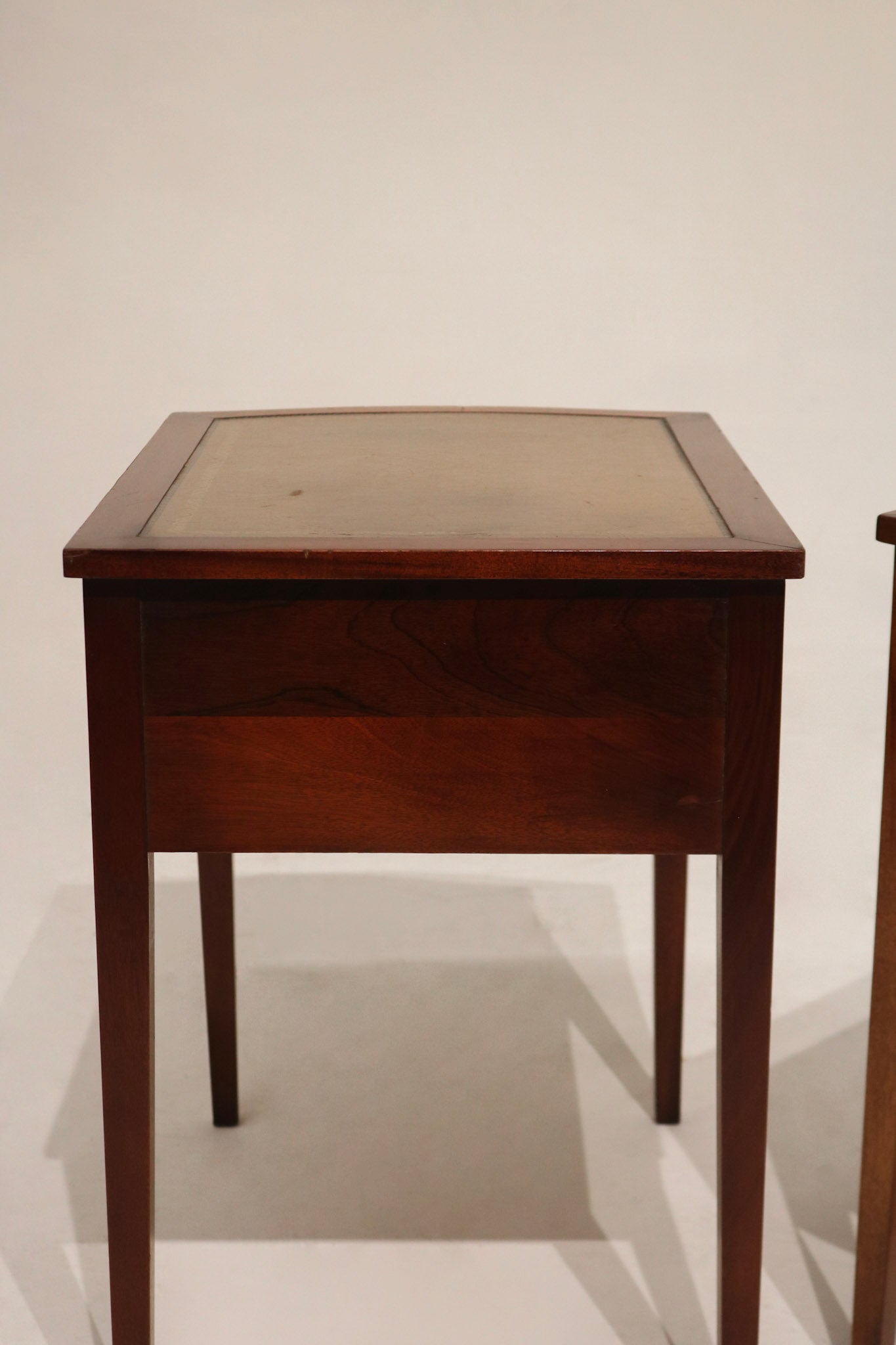 Antique Georgian Mahogany Leather Top Nightstands Side Tables