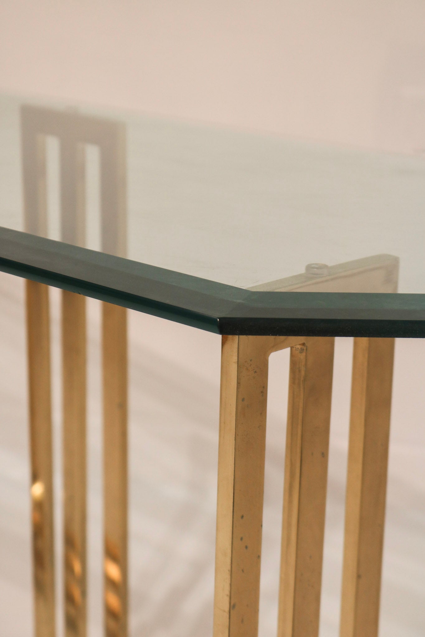 Vintage Glass Steel Console Table