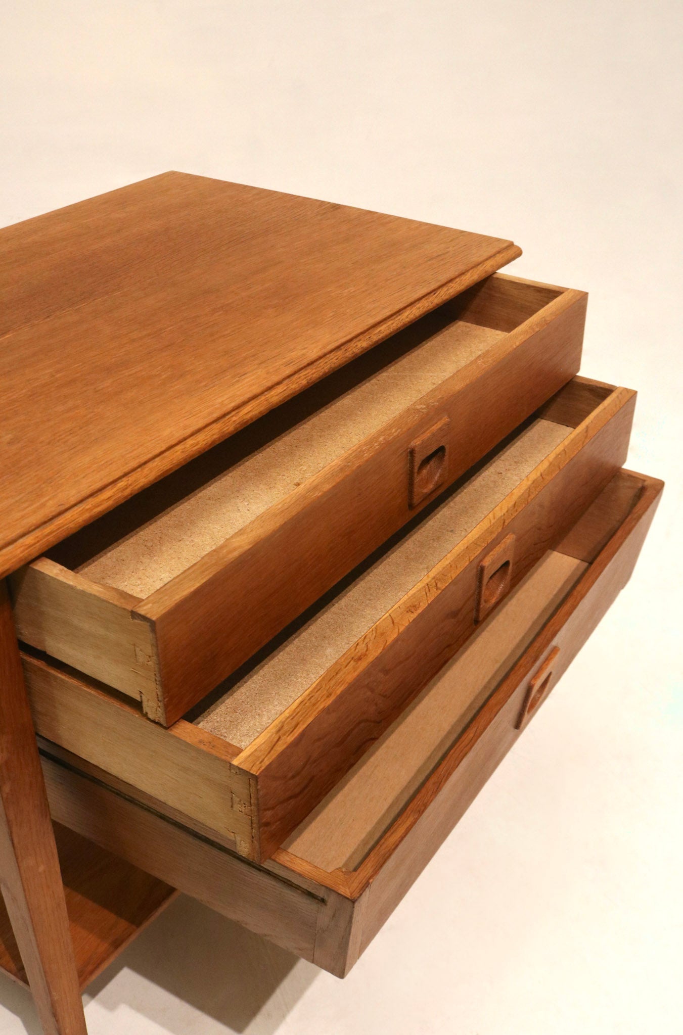 Vintage Danish Oak Wood Side Table Small Chest Of Drawers On Wheels