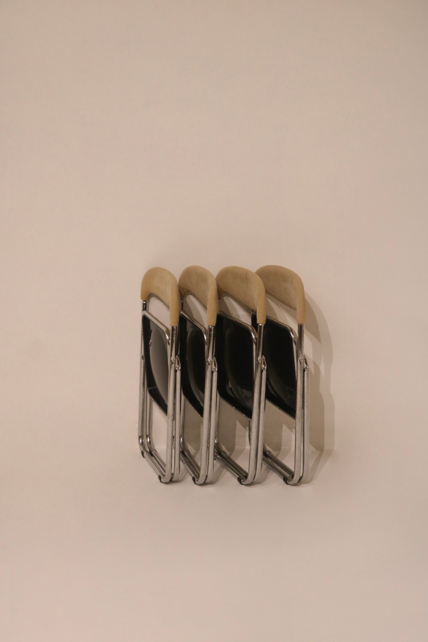 Vintage Italian Mid Century Modern Chrome Folding Chair Set