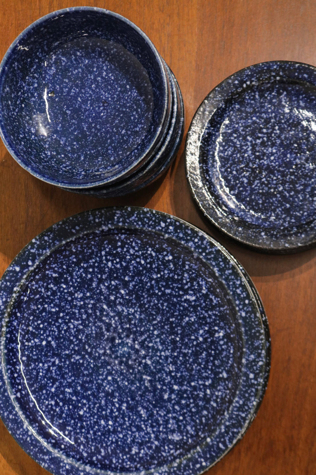 Vintage Blue Glazed Ceramic Dinnerware Set Made In Japan