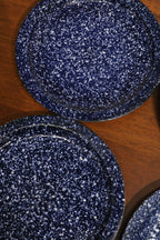Set Of 4 Vintage Blue Glazed Ceramic Dinner Plates Made In Japan