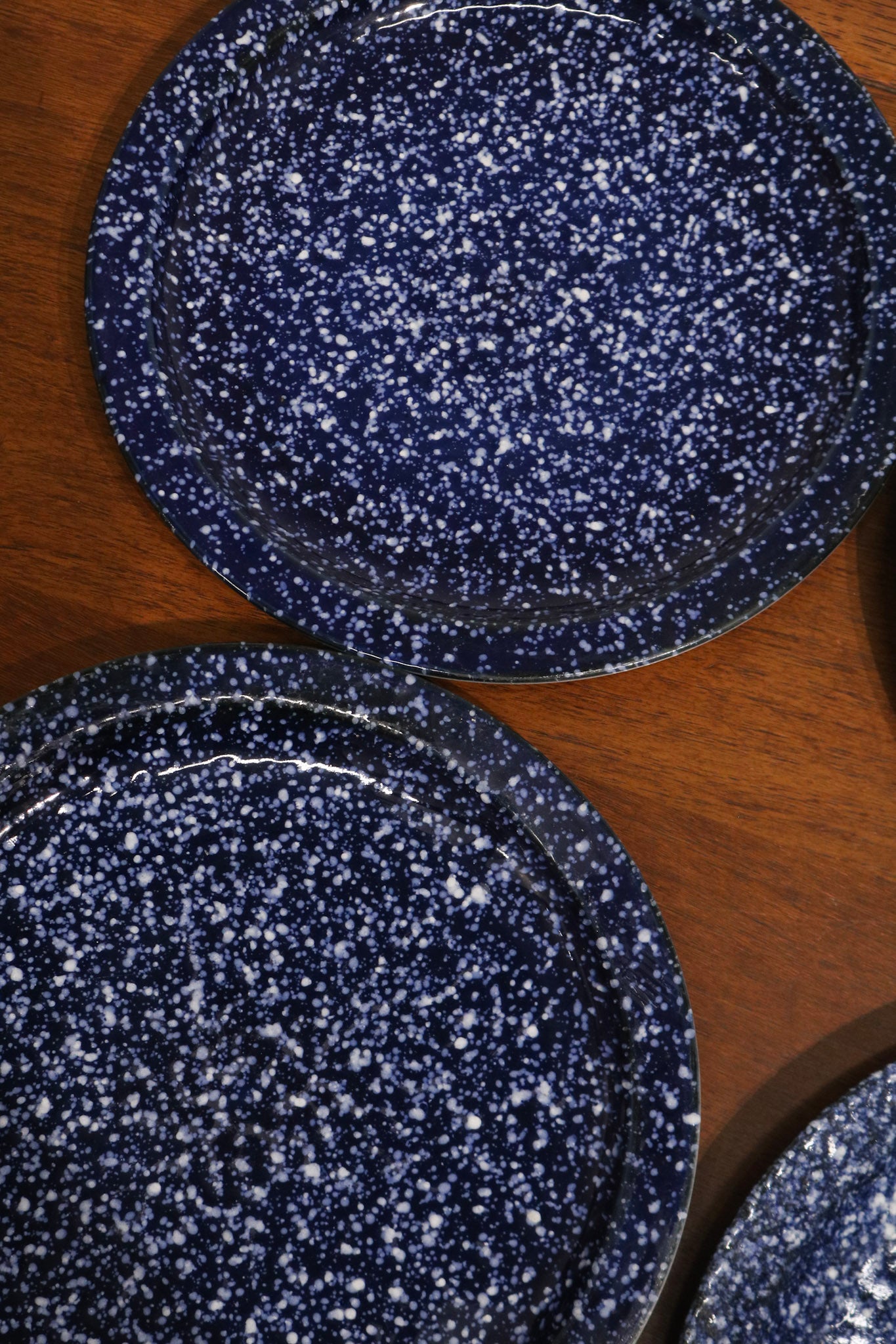 Set Of 4 Vintage Blue Glazed Ceramic Dinner Plates Made In Japan