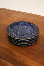 Set Of 14 Vintage Blue Glazed Ceramic Dinner Plates Made In Japan