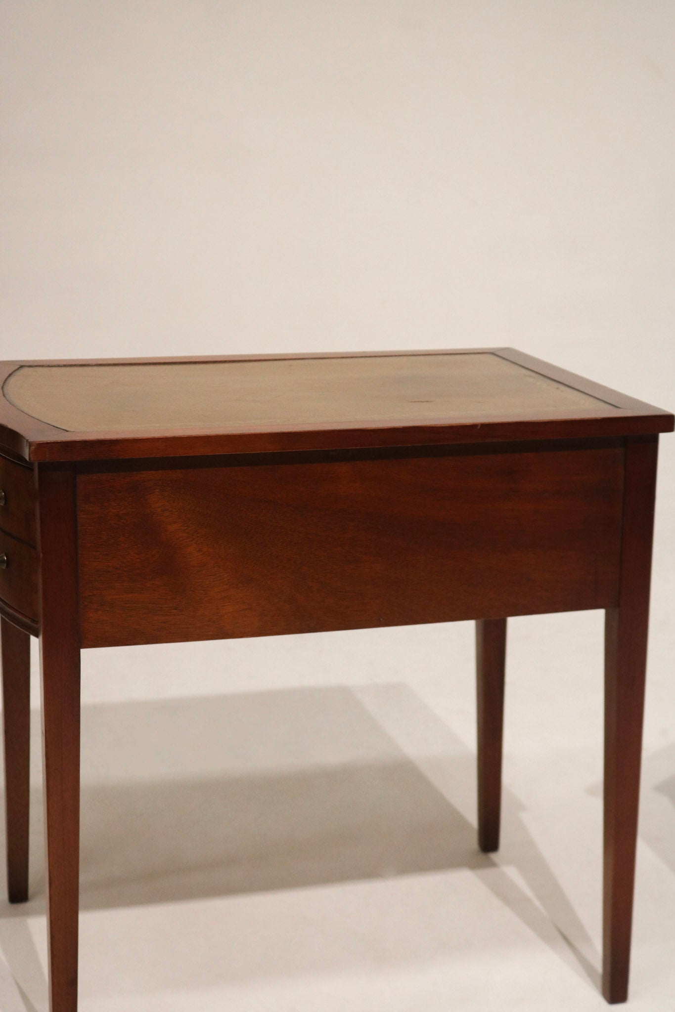 Antique Georgian Mahogany Leather Top Nightstands Side Tables