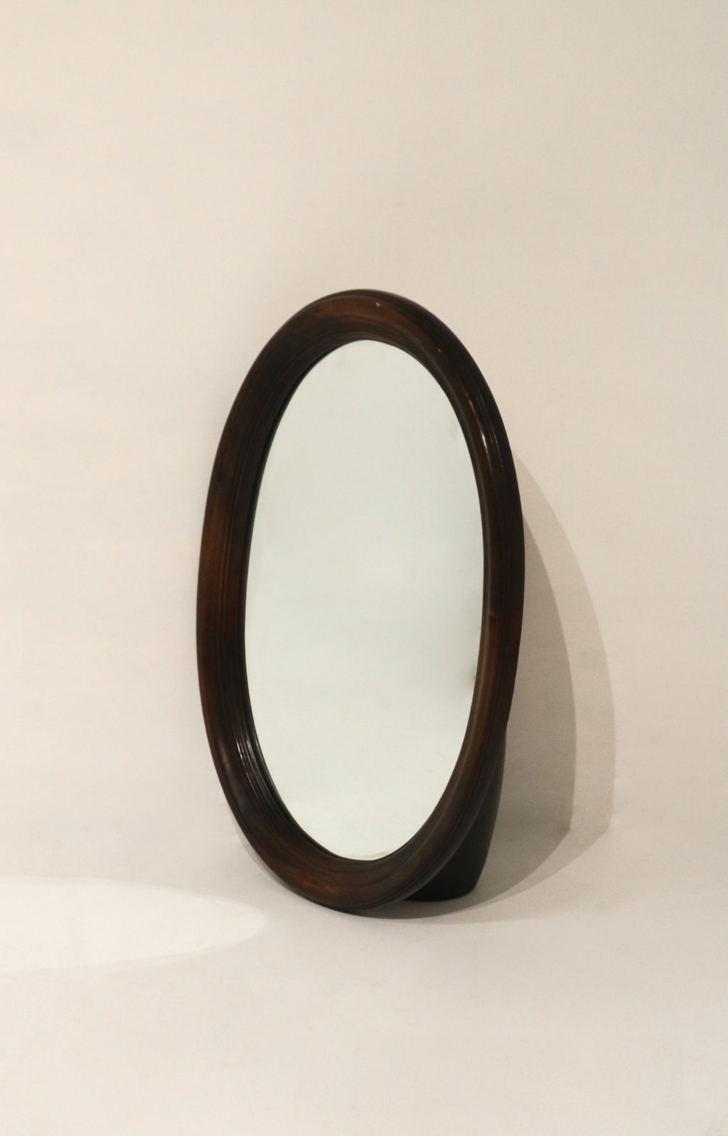Vintage Oval Solid Wood Wall Mirror By Ethan Allen