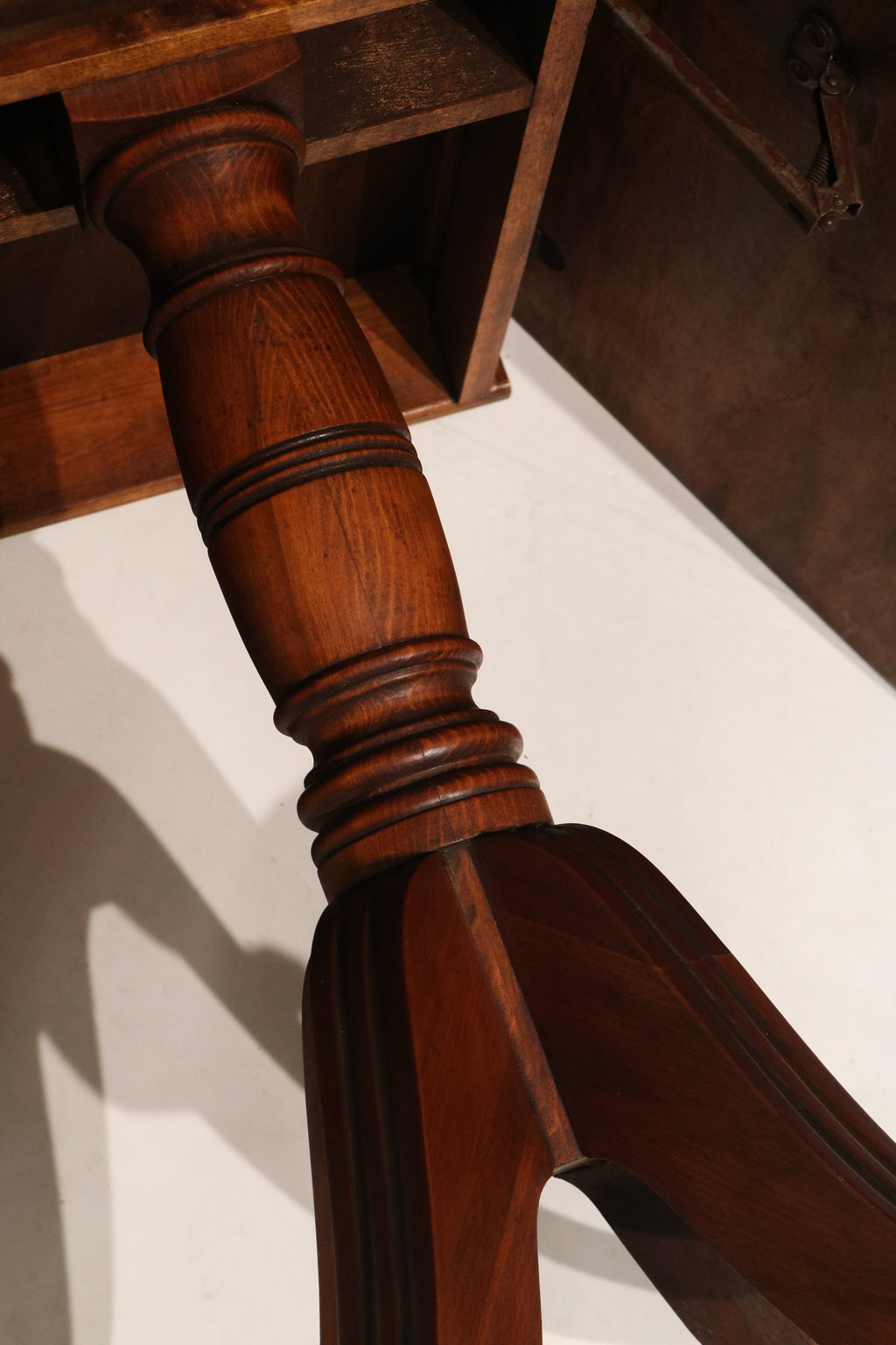 Vintage Solid Wood Drop Leaf Table Desk With Storage