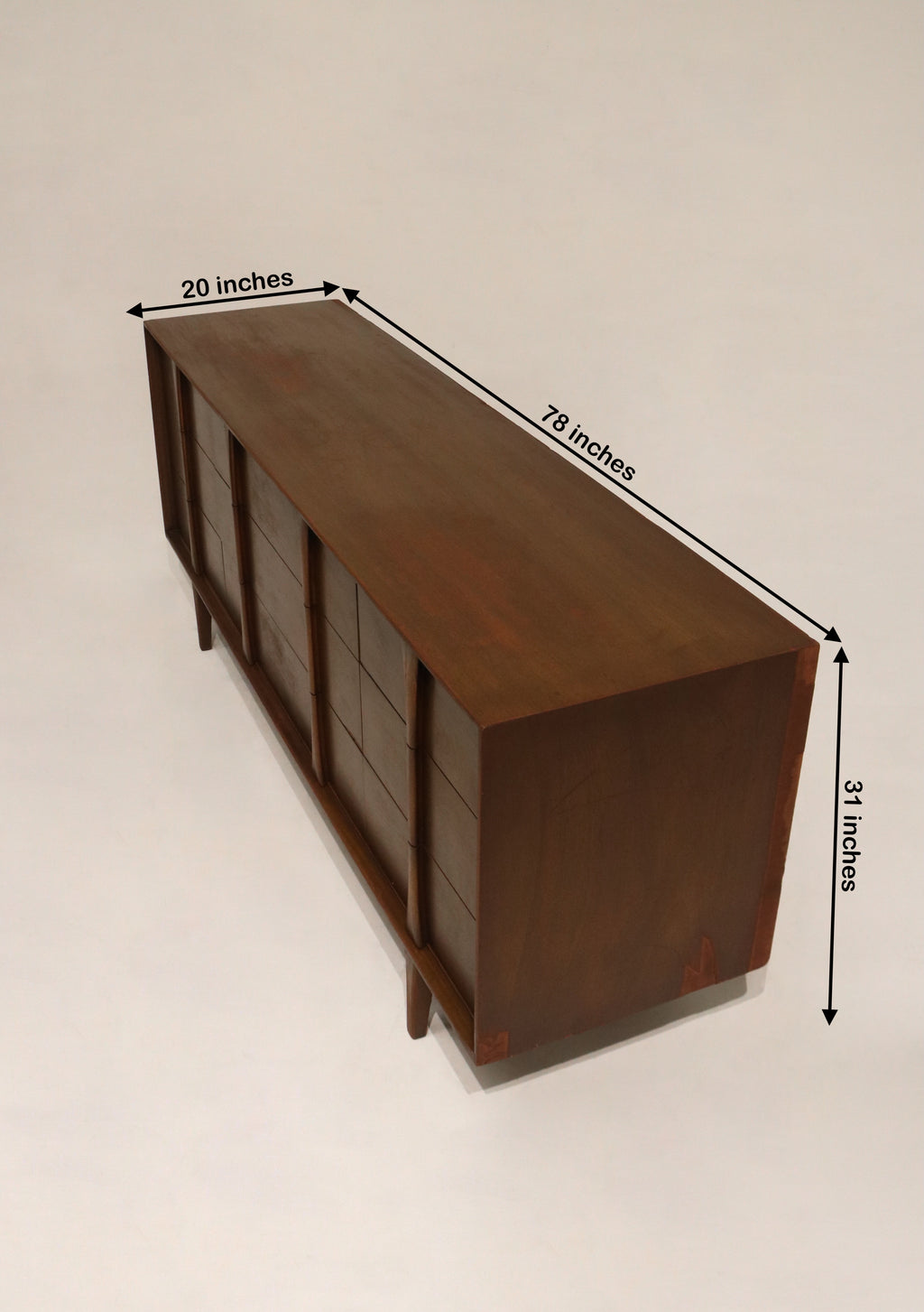 Vintage Mcm Walnut Wood Lowboy 9 Drawers Dresser