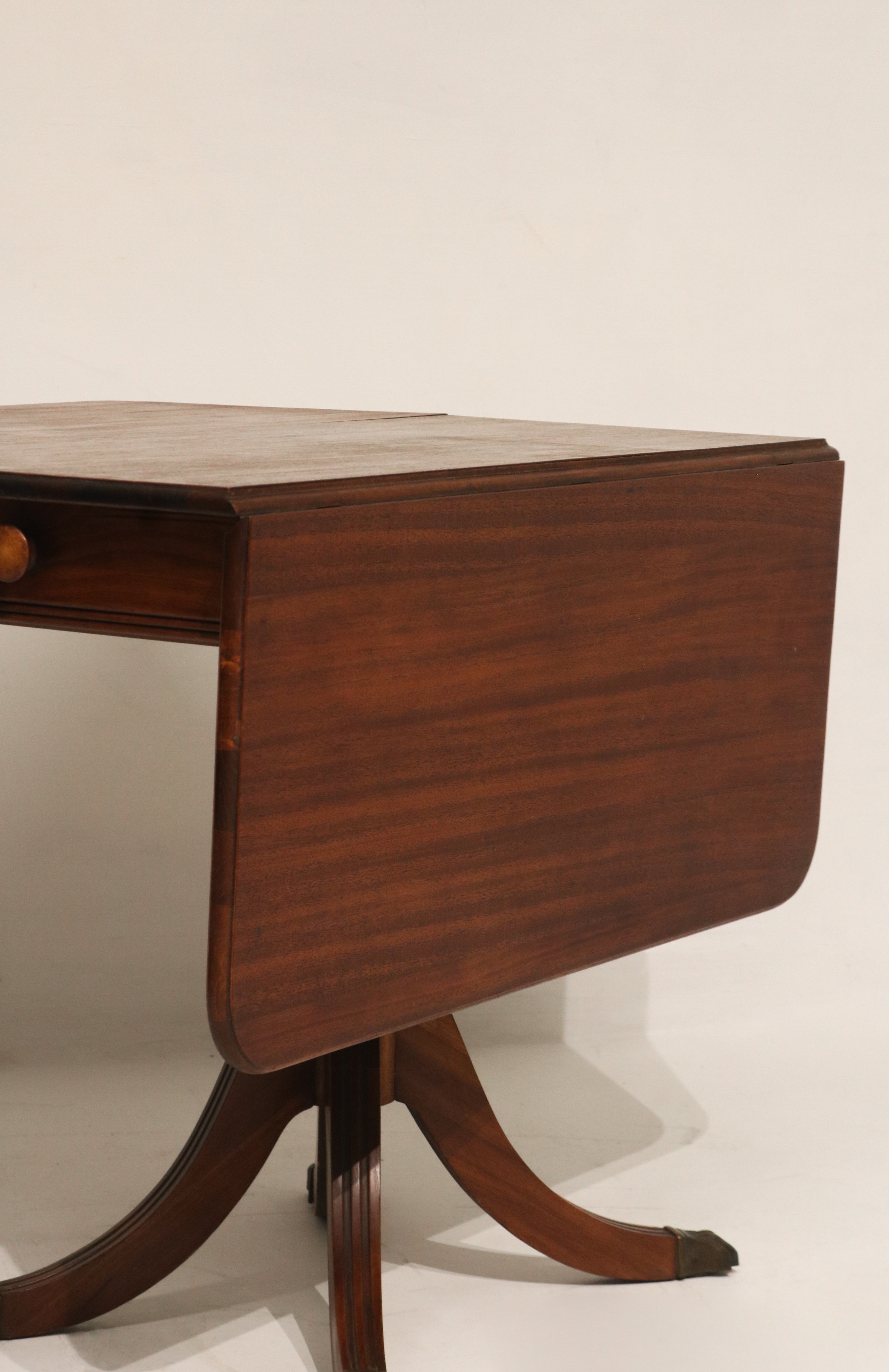Vintage Solid Wood Drop Leaf Table Desk With Storage