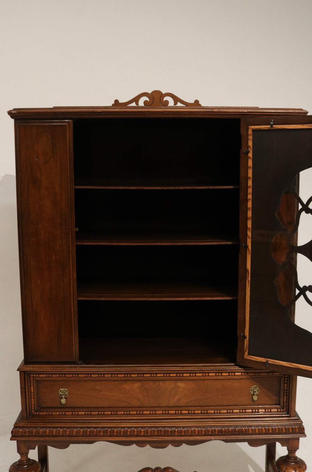 Antique Jacobean Mahogany Walnut Hutch China Cabinet