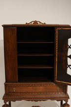 Antique Jacobean Mahogany Walnut Hutch China Cabinet