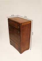 Art Deco Vintage Walnut Wood Tall Dresser Chest Of Drawers