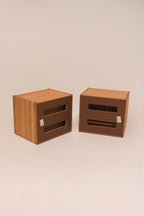 Mid - Century Solid Oak Nightstands - Pair, 1980s
