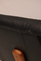 Danish Teak Frame Wood Reupholster Leather Sofa Loveseat