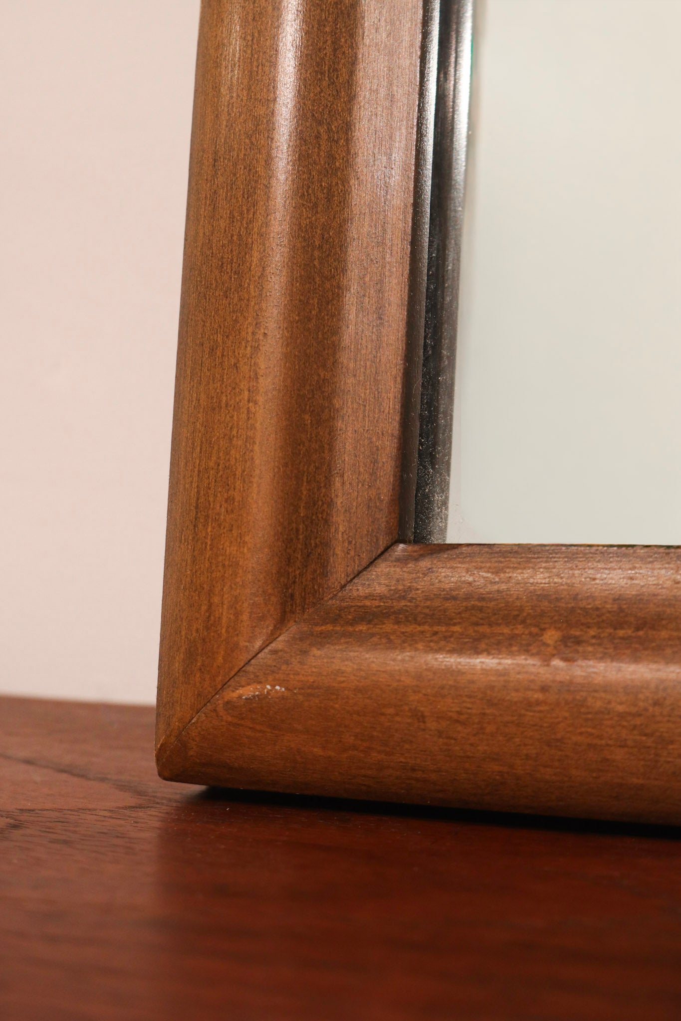Mcm Vintage Wooden Frame Large Stand Mirror