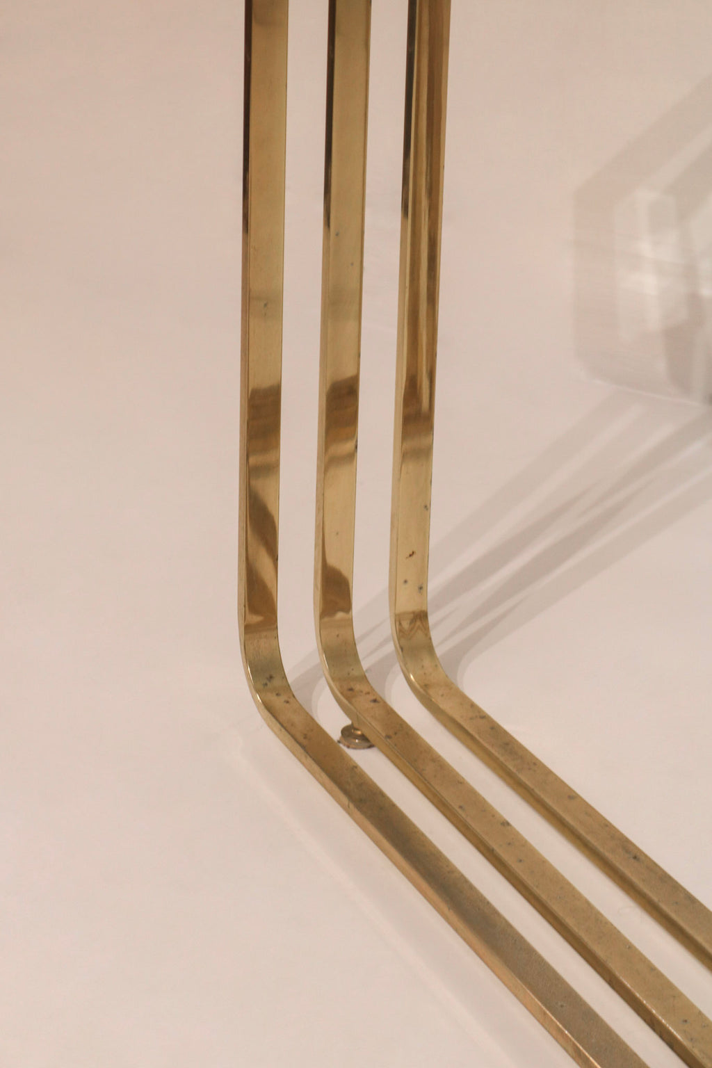 Vintage Glass Steel Console Table