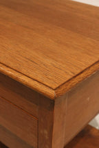Vintage Danish Oak Wood Side Table Small Chest Of Drawers On Wheels