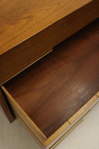 Mid Century Modern Walnut Wood 6 Drawers Lowboy Dresser