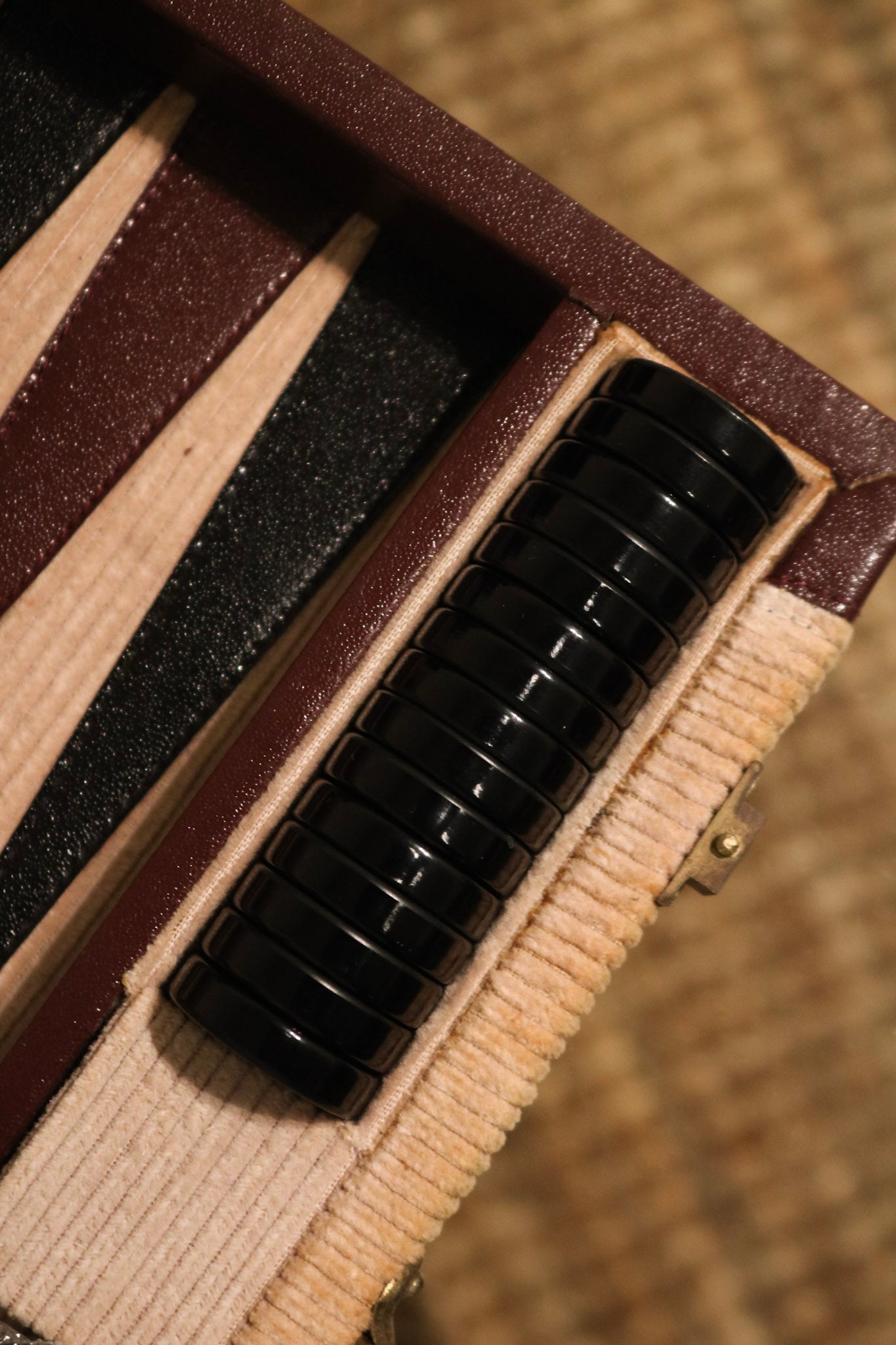 Vintage Travel Backgammon Leather Board Carrying Case