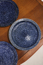 Set Of 4 Vintage Blue Glazed Ceramic Dinner Plates Made In Japan