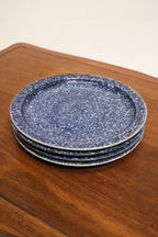 Set Of 14 Vintage Blue Glazed Ceramic Dinner Plates Made In Japan