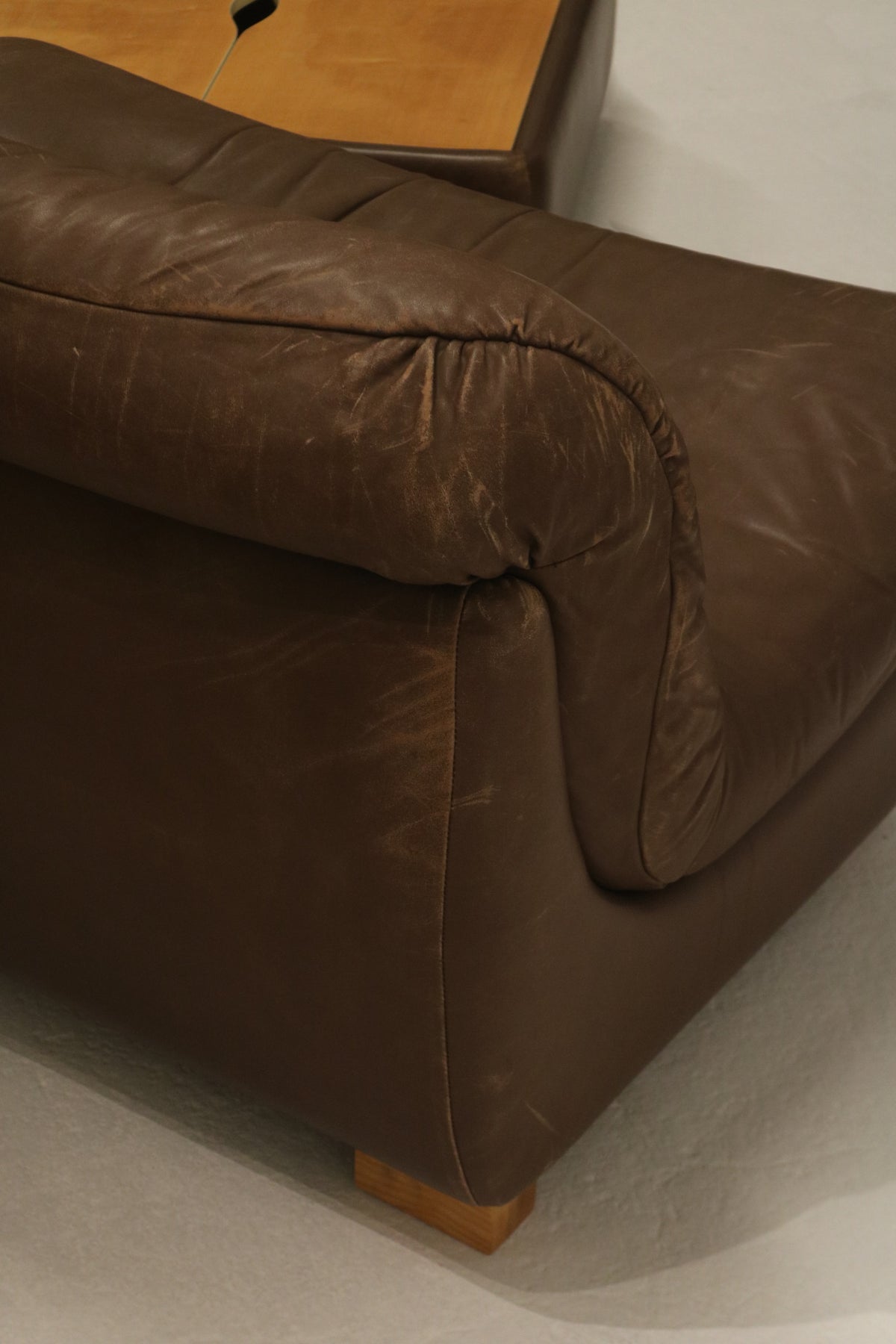 Set Of Vintage 1970s Modular Brown Leather Three-Seater Sofa Couch