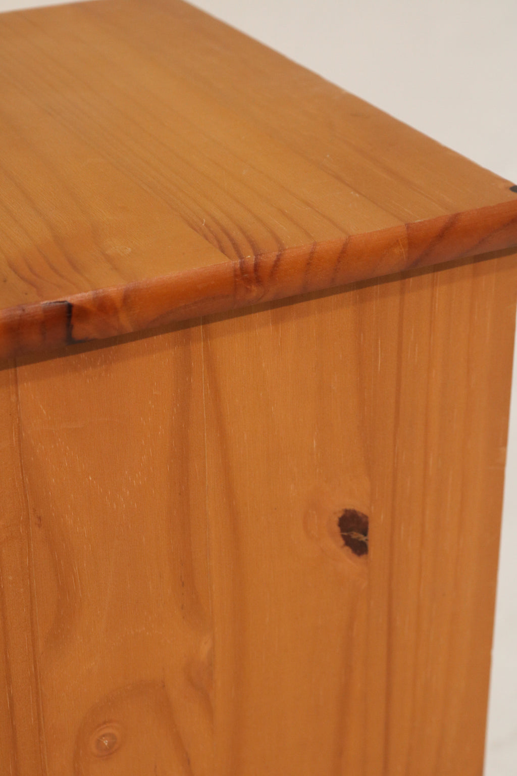 Vintage Swedish Pine Rolling Nightstand Cabinet Storage
