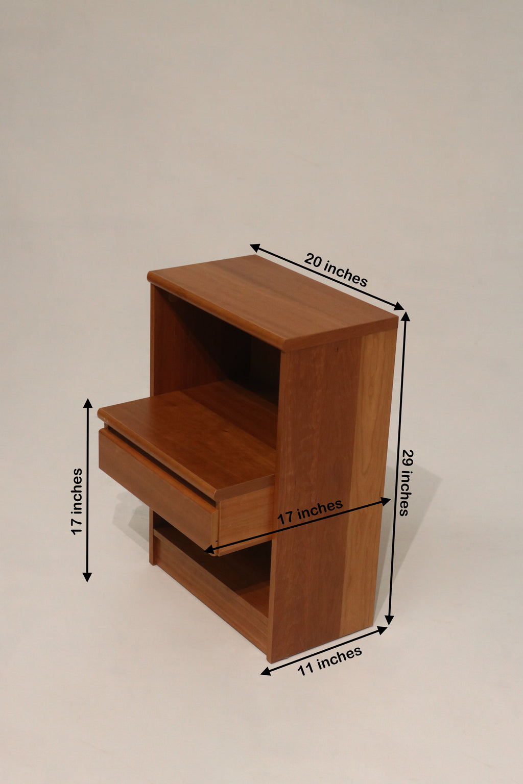 Set Of 2 Vintage Teak Wood Nightstands Bedside Tables With Drawers