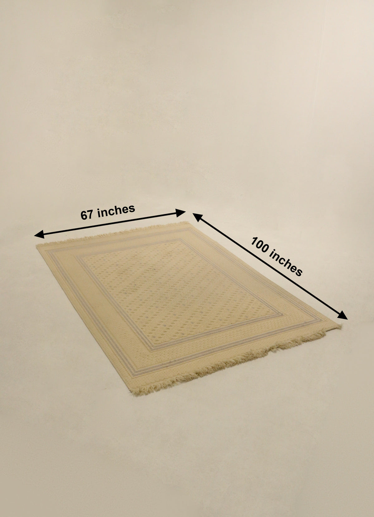 Vintage Cream-Colored Hand-Knotted Wool Area Rug