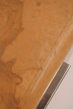 Vintage Circa 1980 Burl And Oak Wood Credenza Sideboard