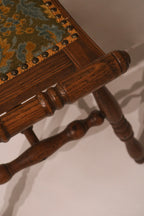 Antique Vintage Oak Vanity Desk Table With Mirror And Stool