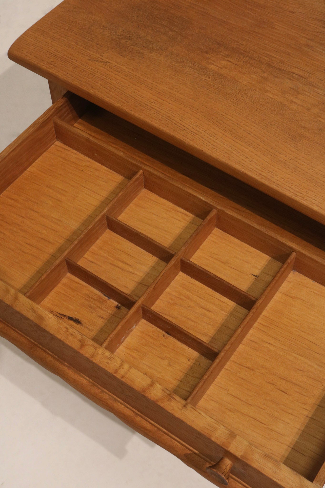 Danish Modern Oak & Wicker Side Table Bed Side Table With 2 Drawers