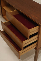 Mid Century Modern Vintage Scandinavian Walnut Wood Sideboard Console Storage