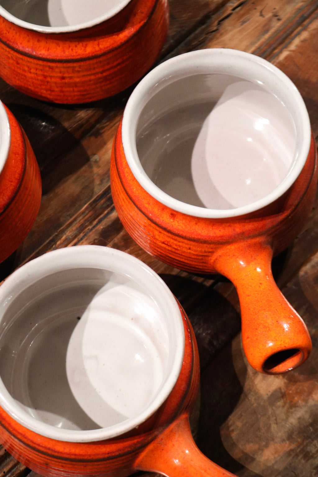Set of Four Vintage Canadian Evangeline Terracotta Pottery Glaze Soup Bowls