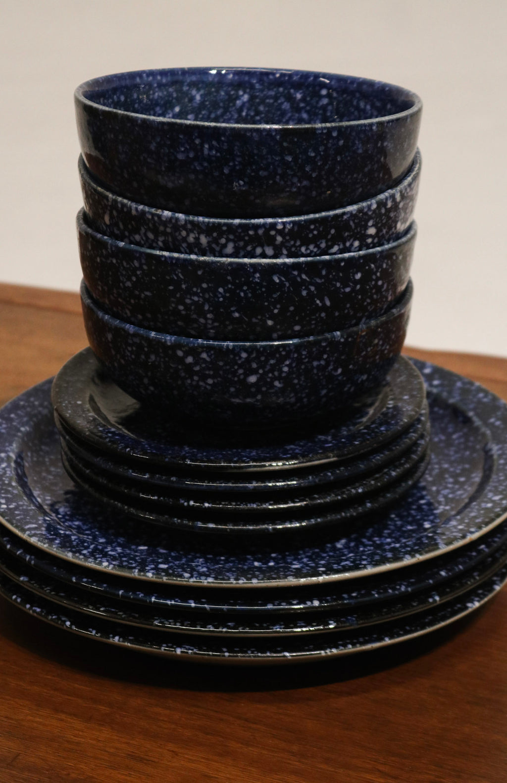 Vintage Blue Glazed Ceramic Dinnerware Set Made In Japan