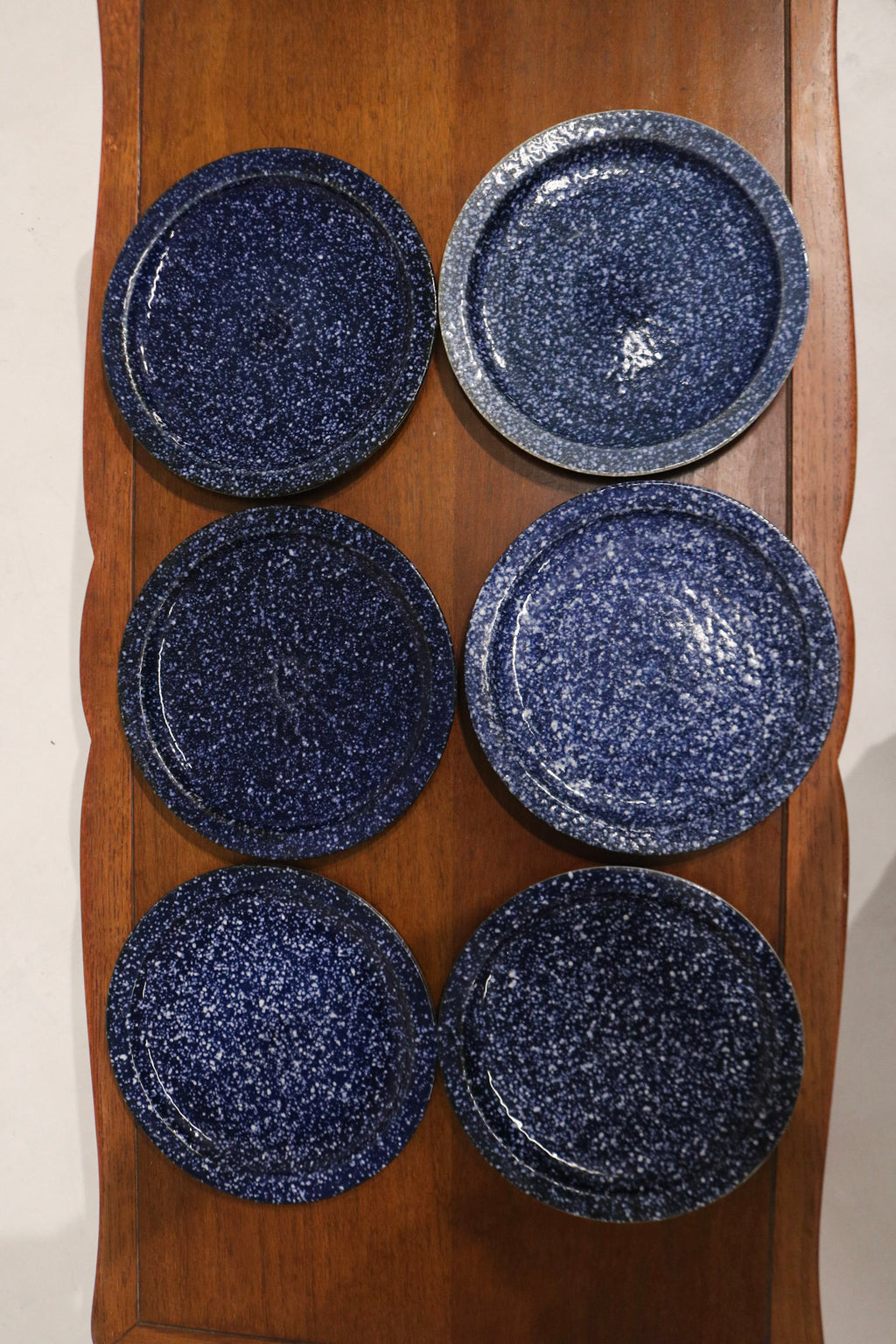 Set Of 4 Vintage Blue Glazed Ceramic Dinner Plates Made In Japan