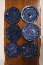 Set Of 4 Vintage Blue Glazed Ceramic Dinner Plates Made In Japan