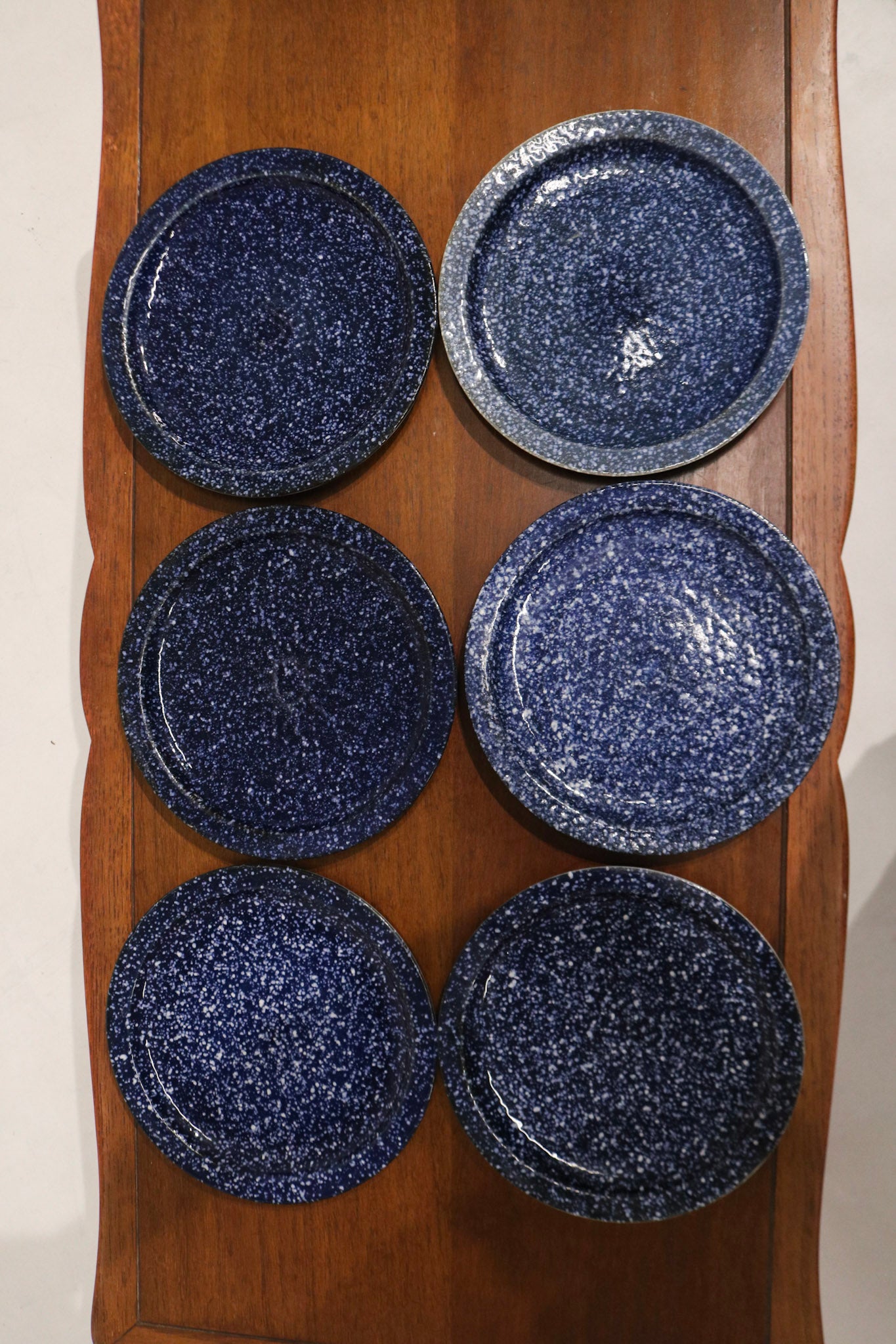 Set Of 4 Vintage Blue Glazed Ceramic Dinner Plates Made In Japan