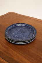 Set Of 14 Vintage Blue Glazed Ceramic Dinner Plates Made In Japan