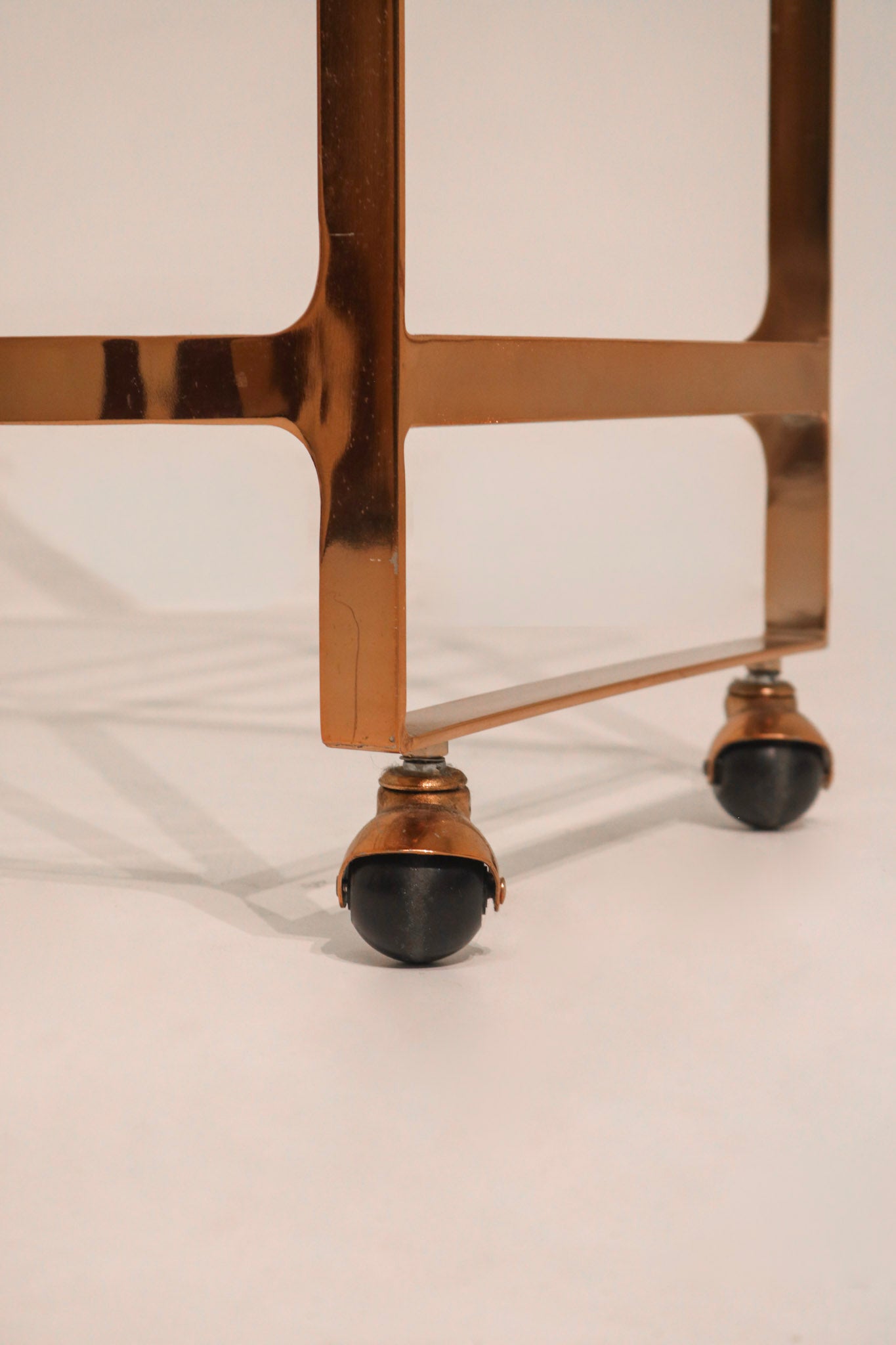 CB2 Brass-Tone Bar Cart with Glass Shelves