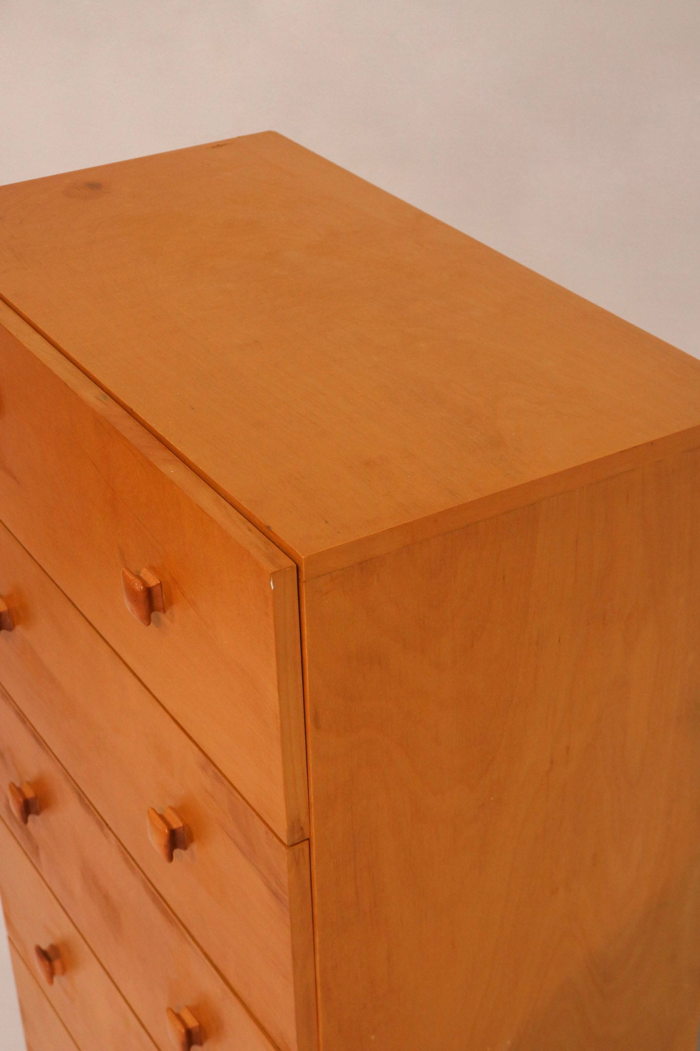 Vintage Oak Wood Highboy 5 Drawers Dresser