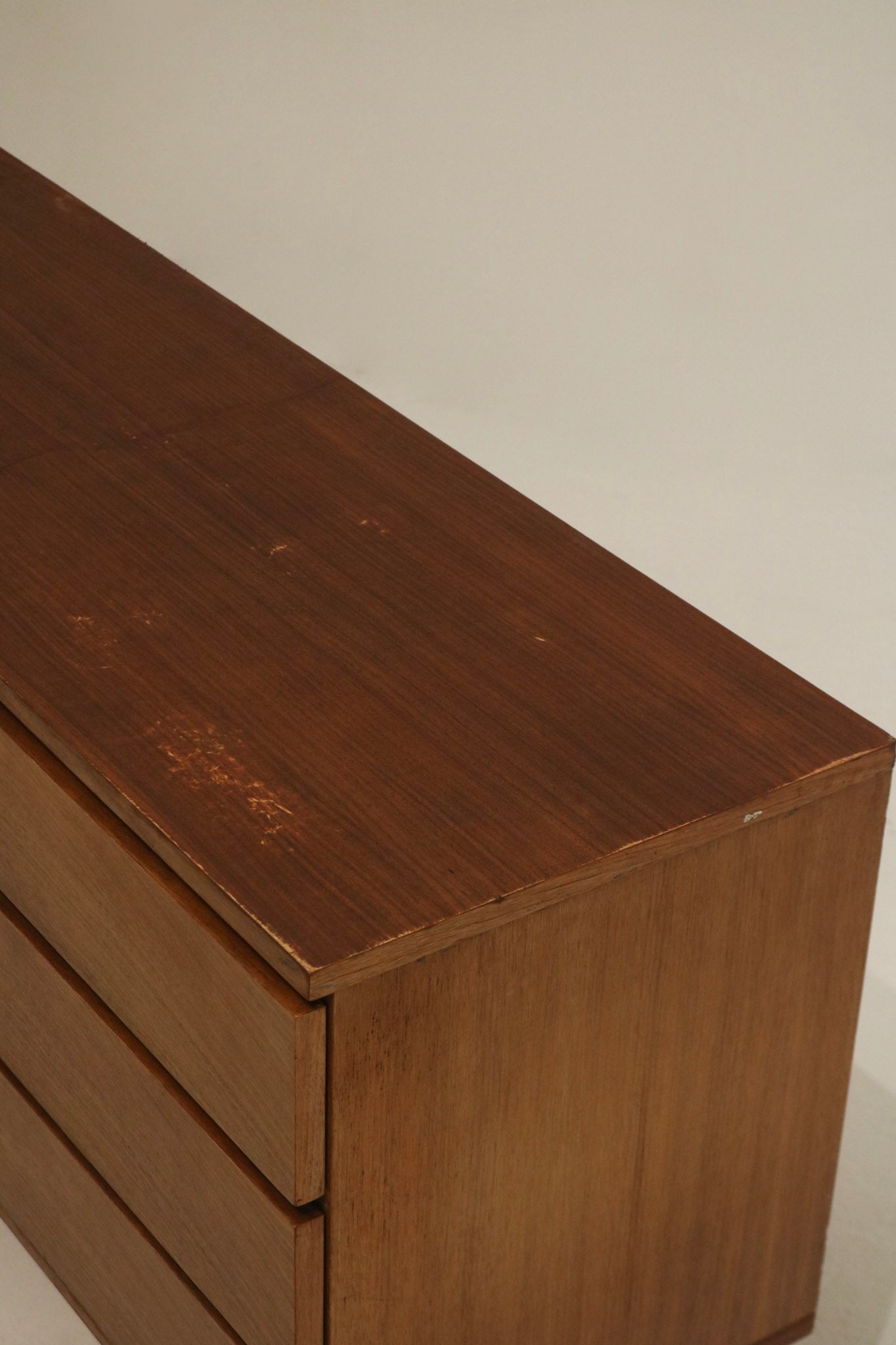 Mid Century Modern Vintage Scandinavian Walnut Wood Sideboard Console Storage