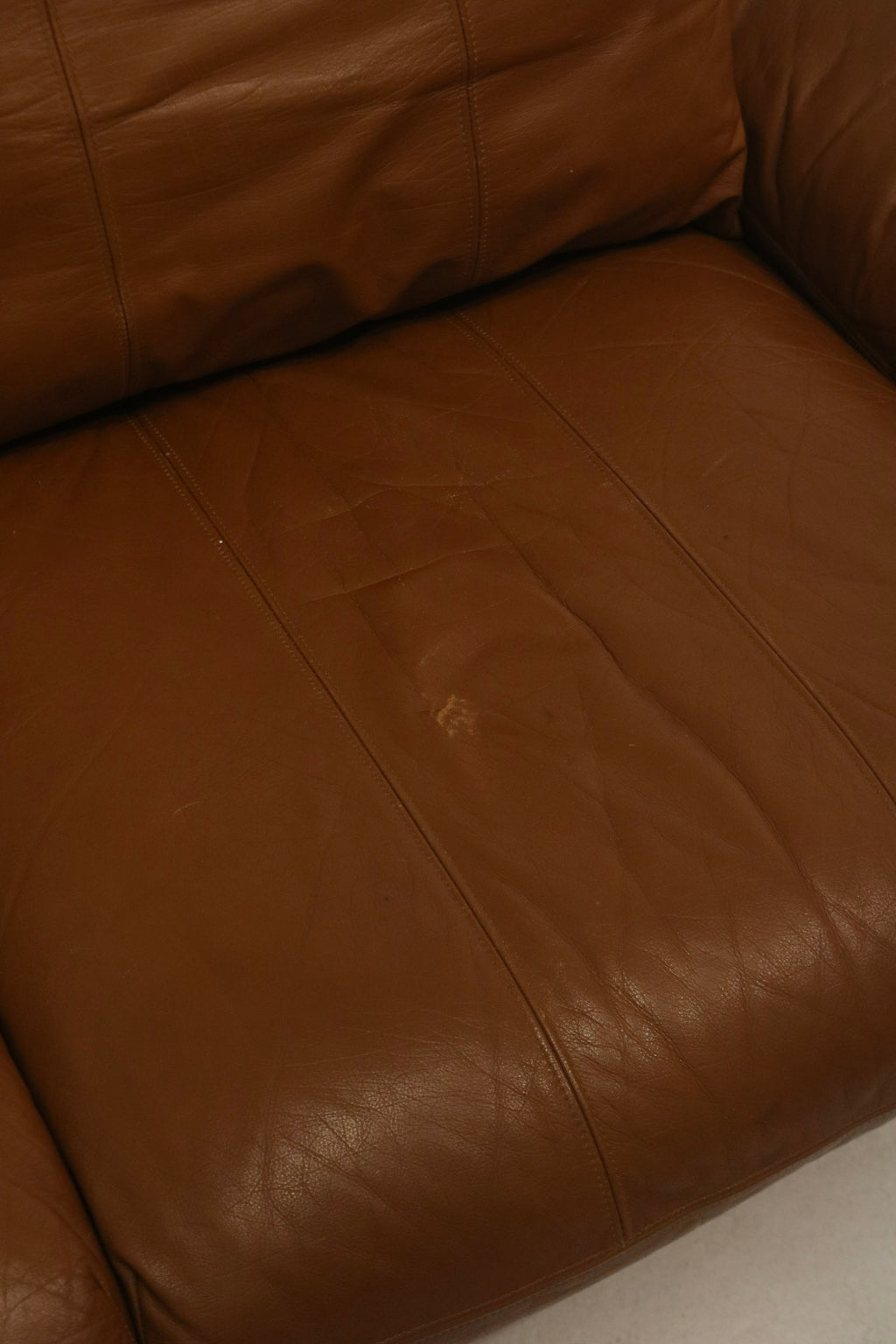 Vintage Swedish Brown Leather Beech Wood Panda Sofa by Åke Fribyter for Nelo Möbler