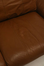 Vintage Swedish Brown Leather Beech Wood Panda Sofa by Åke Fribyter for Nelo Möbler